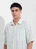 Men's Opaline Green Boxy Fit Striped Resort Shirt