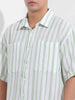Men's Opaline Green Boxy Fit Striped Resort Shirt
