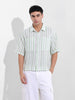 Men's Opaline Green Boxy Fit Striped Resort Shirt