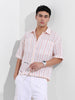 Men's Baby Pink Boxy Fit Striped Resort Shirt