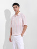 Men's Baby Pink Boxy Fit Striped Resort Shirt
