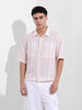 Men's Baby Pink Boxy Fit Striped Resort Shirt