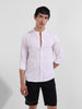 Men's Red Regular Fit Striped Casual Shirt