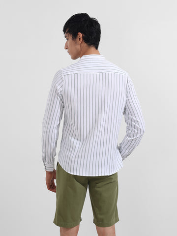 Men's Green Regular Fit Striped Casual Shirt
