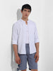 Men's Sky Blue Regular Fit Striped Casual Shirt