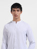 Men's Sky Blue Regular Fit Striped Casual Shirt