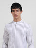 Men's Olive Regular Fit Striped Casual Shirt