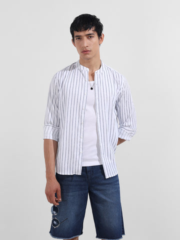Men's Blue Regular Fit Striped Casual Shirt