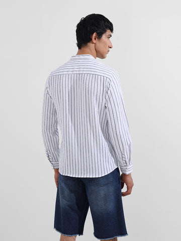 Men's Blue Regular Fit Striped Casual Shirt