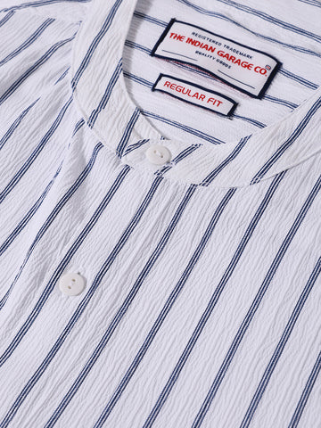 Men's Blue Regular Fit Striped Casual Shirt