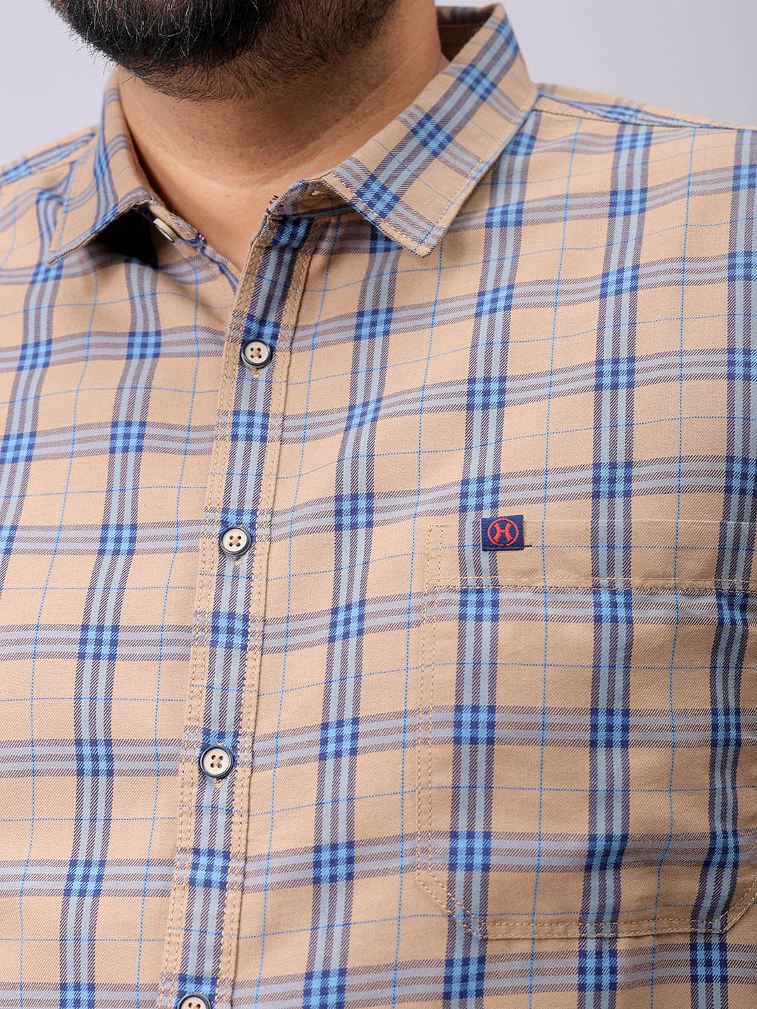 Men's Plus Size Windowpane Checks Casual Shirt