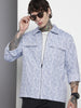 Men's Blue Regular Fit Textured Casual Shirt