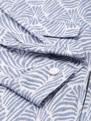 Men's Blue Regular Fit Textured Casual Shirt