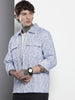 Men's Blue Regular Fit Textured Casual Shirt