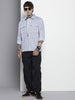 Men's Blue Regular Fit Textured Casual Shirt