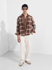 Men's Gold Relaxed Fit Casual Checkered Shirt