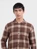 Men's Gold Relaxed Fit Casual Checkered Shirt