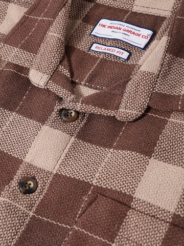 Men's Gold Relaxed Fit Casual Checkered Shirt