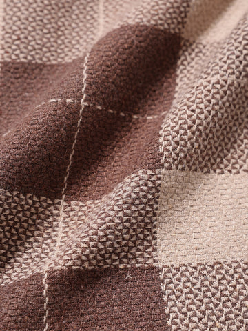 Men's Gold Relaxed Fit Casual Checkered Shirt