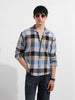 Men's Khaki Relaxed Fit Casual Checkered Shirt