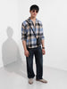 Men's Khaki Relaxed Fit Casual Checkered Shirt