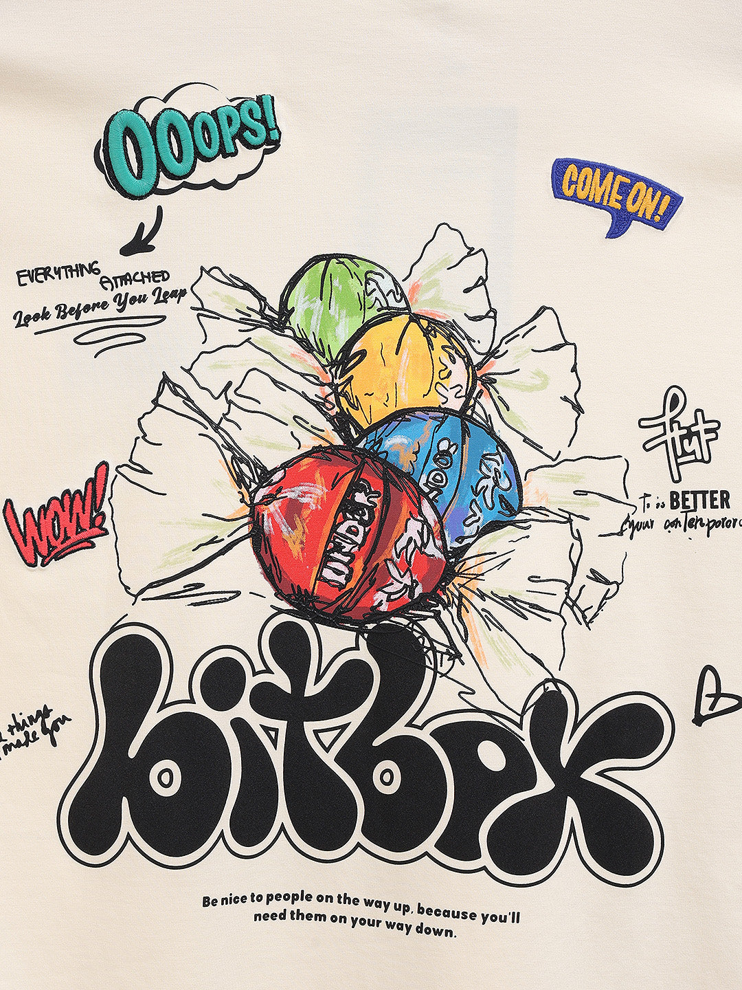 Men's Cream Relaxed Fit Embroided 240 GSM Casual T-Shirt