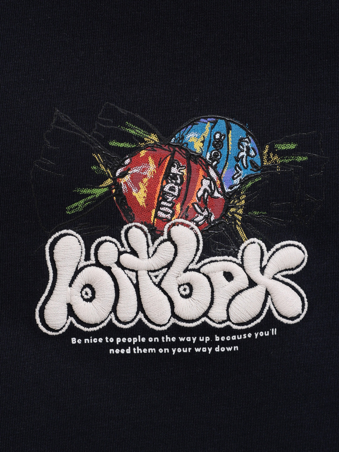 Men's Blue Relaxed Fit Embroided 240 GSM Casual T-Shirt