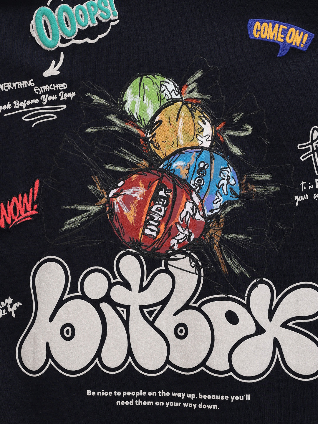 Men's Blue Relaxed Fit Embroided 240 GSM Casual T-Shirt