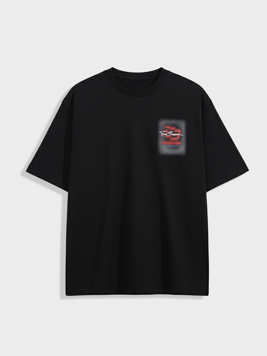 Men's Black Relaxed Fit Embroided 240 GSM Casual T-Shirt