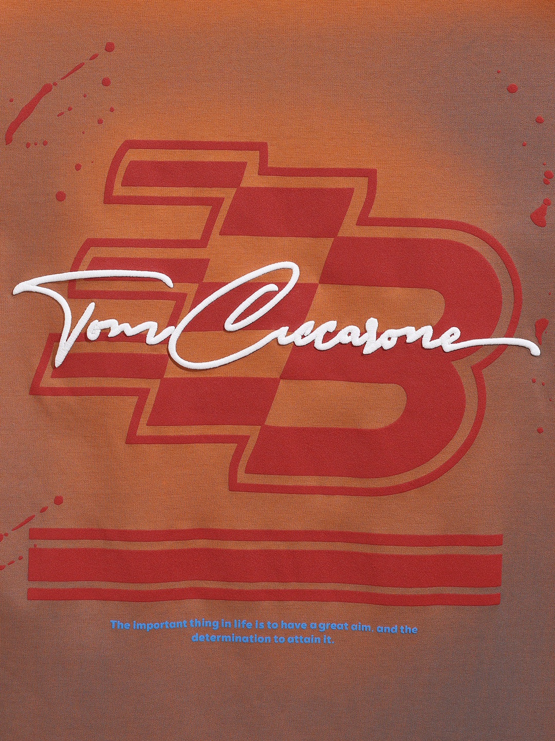 Men's Orange Relaxed Fit Embroided 240 GSM Casual T-Shirt