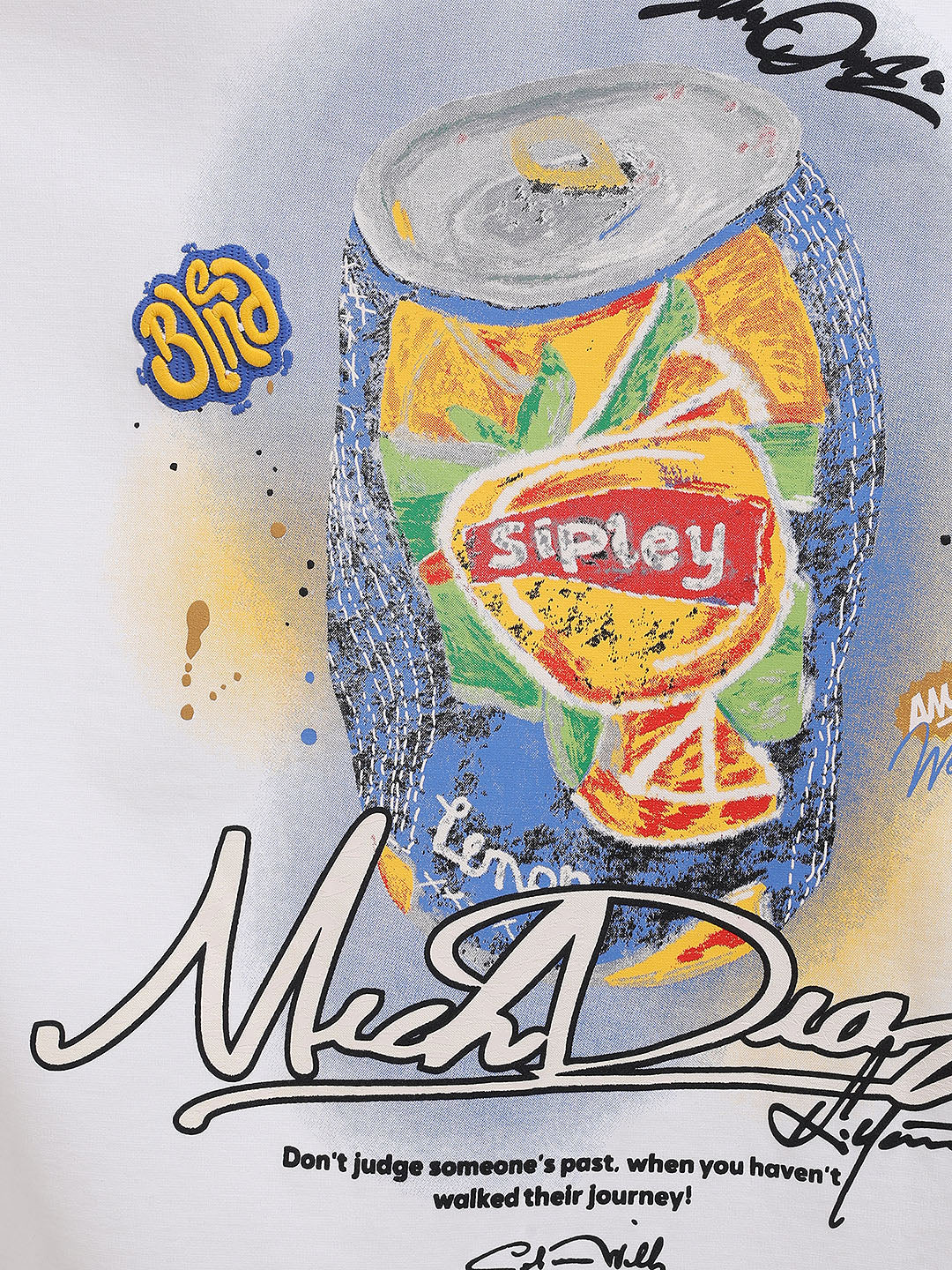 Men's White Relaxed Fit Embroided 240 GSM Casual T-Shirt