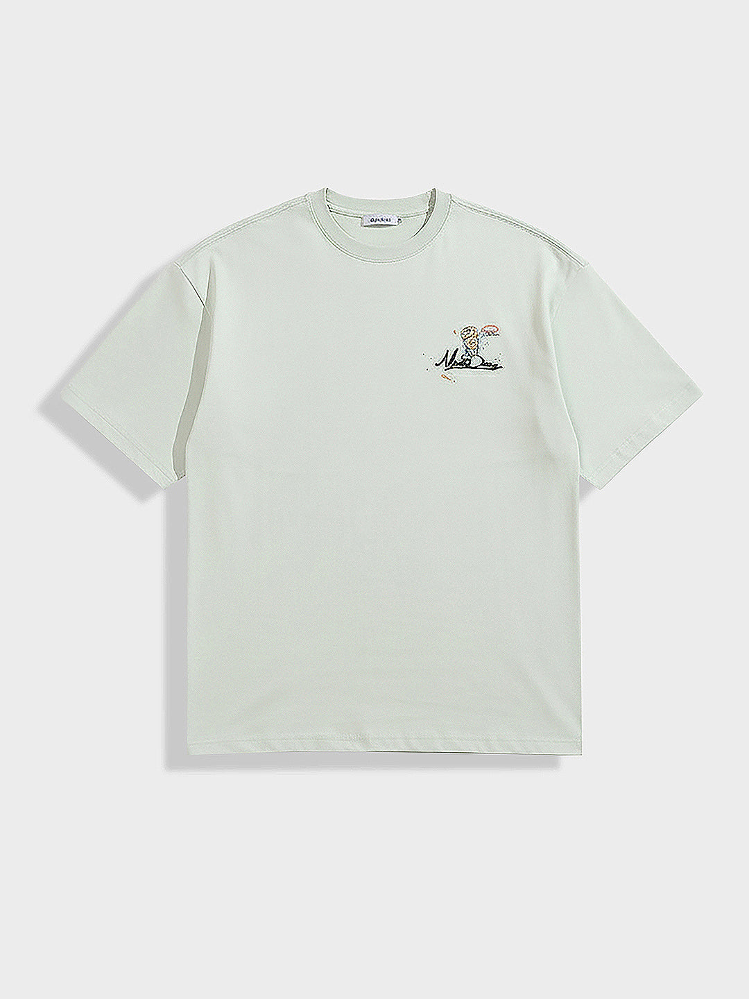 Men's Green Relaxed Fit Embroided 240 GSM Casual T-Shirt