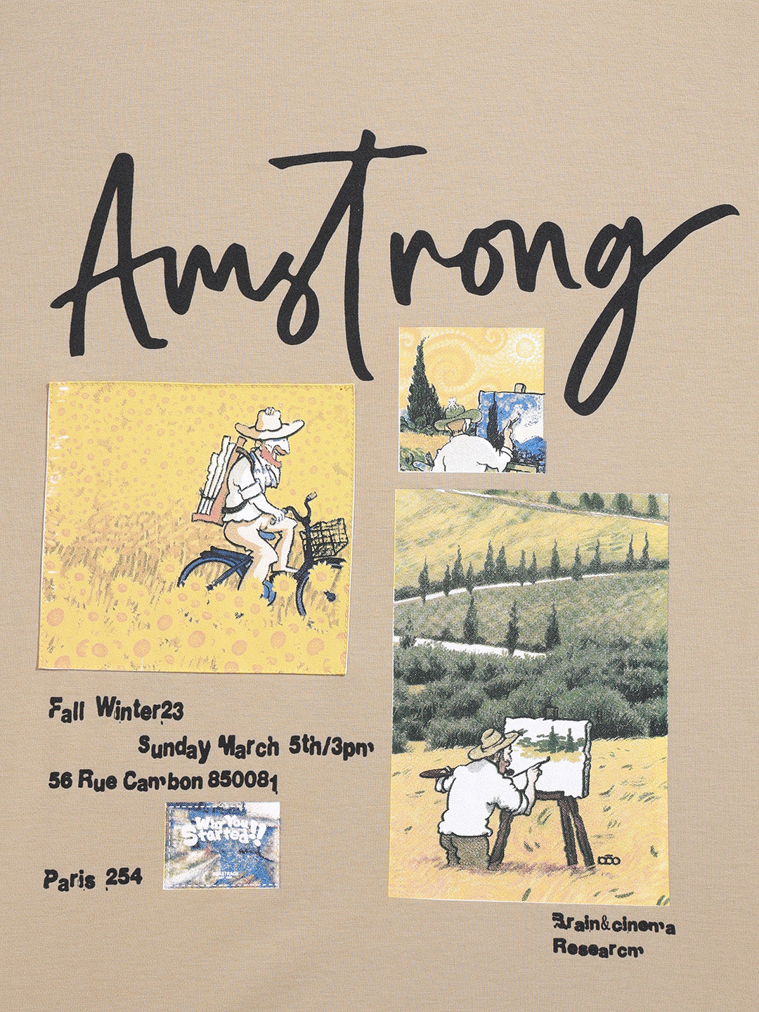 Men's Beige Relaxed Fit Embroided 240 GSM Casual T-Shirt