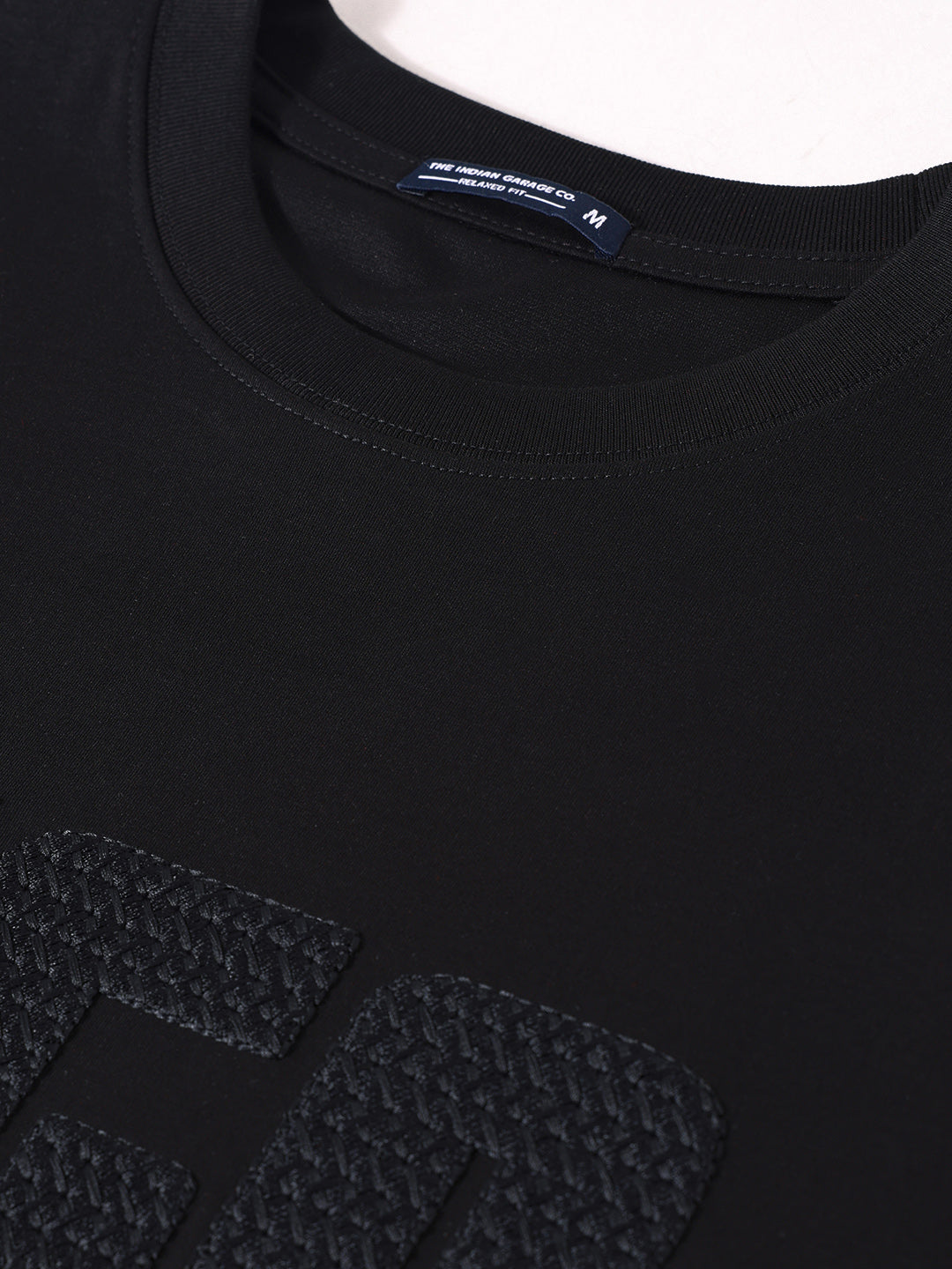 Men's Black Relaxed Fit Embroided 240 GSM Casual T-Shirt