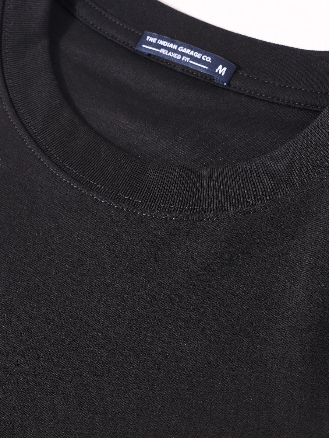 Men's Black Relaxed Fit Embroided 240 GSM Casual T-Shirt