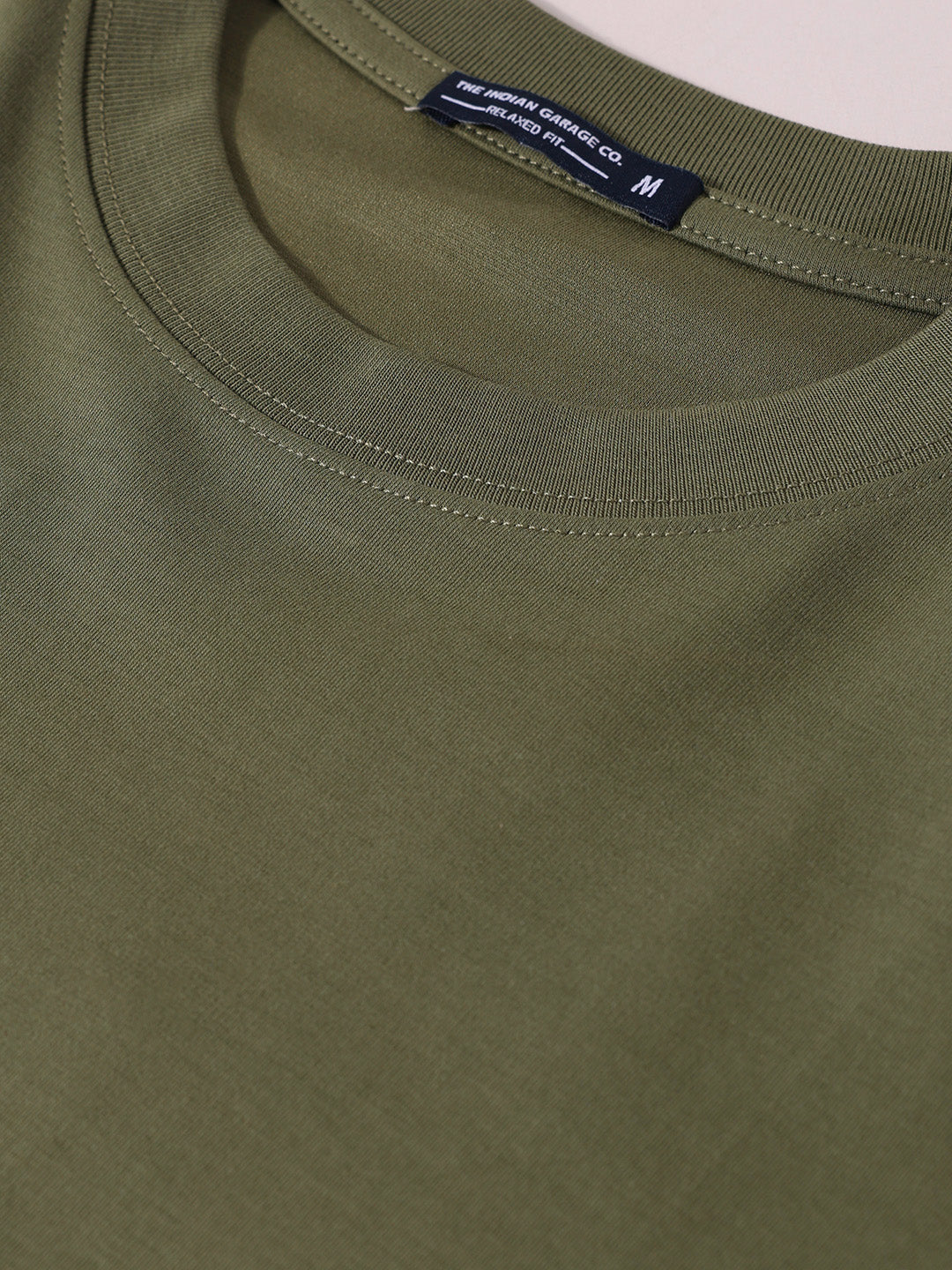 Men's Green Relaxed Fit Embroided 240 GSM Casual T-Shirt