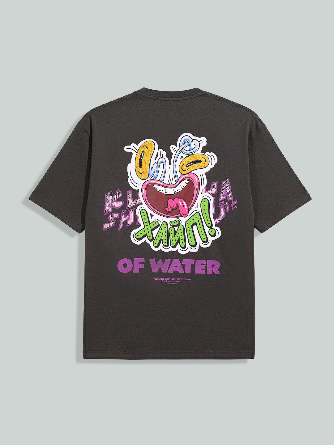 Men's Grey Relaxed Fit Embroided 240 GSM Graphic  T-Shirt