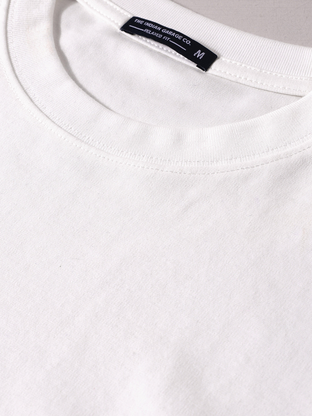 Men's White Relaxed Fit Embroided 240 GSM Casual T-Shirt