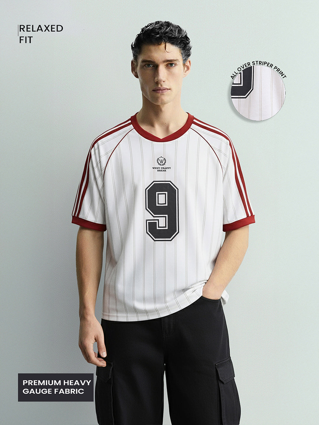 Men's White Relaxed Fit Printed 240 GSM Sport Wear T-Shirt