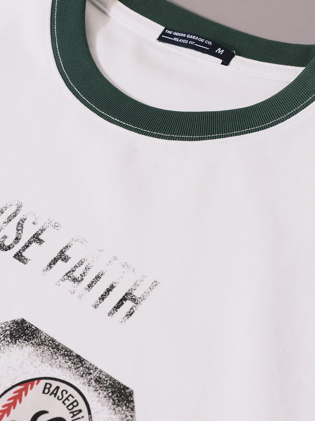 Men's White Relaxed Fit Graphic Printed 240 GSM Sport Wear T-Shirt