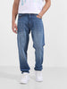 Men's Blue Dad Fit Distressed Mid-Rise Jeans