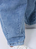 Men's Blue Baggy Solid Mid-Rise Denim Harem Pants