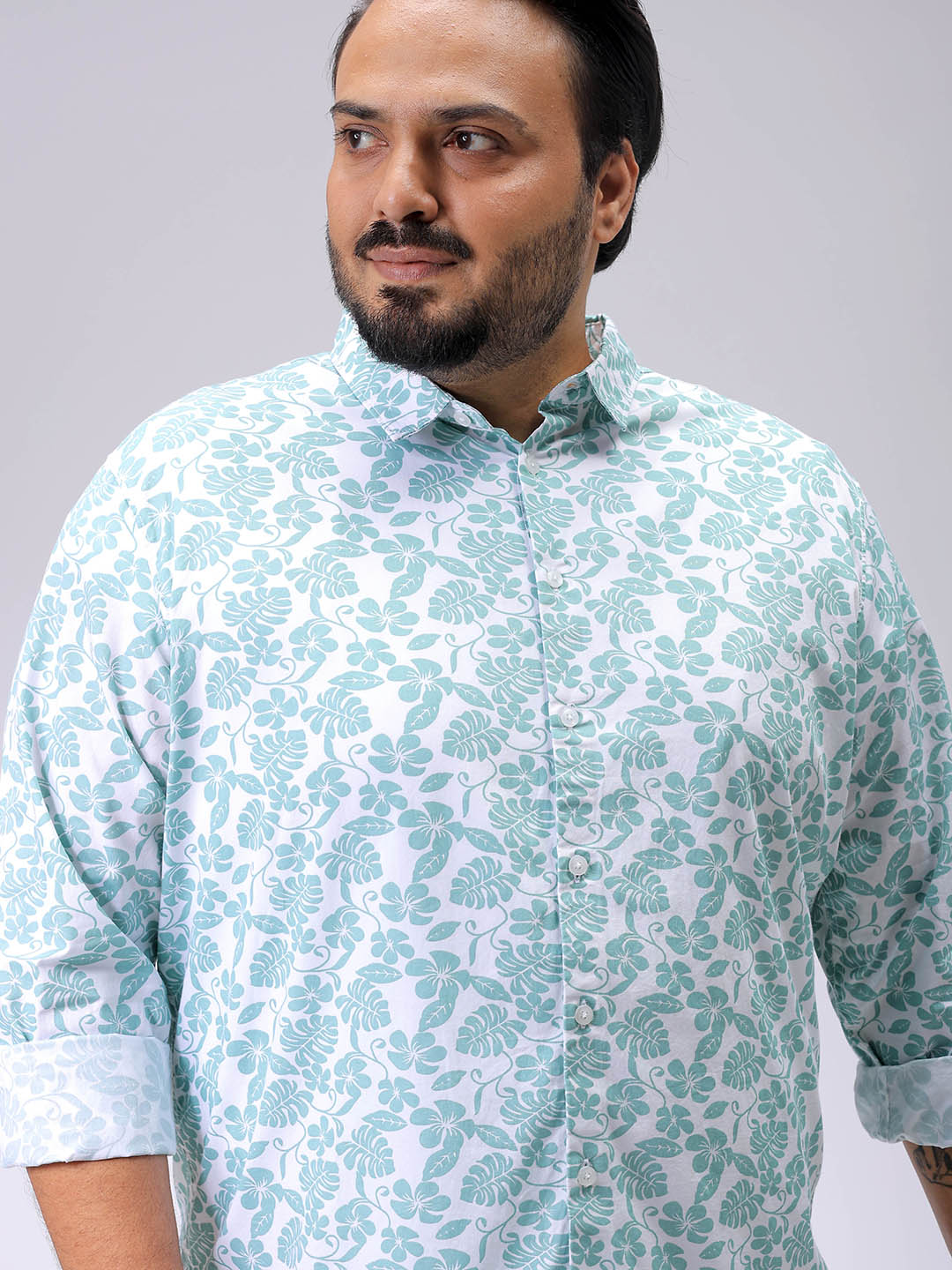 Men's Plus Size Floral Casual Shirt