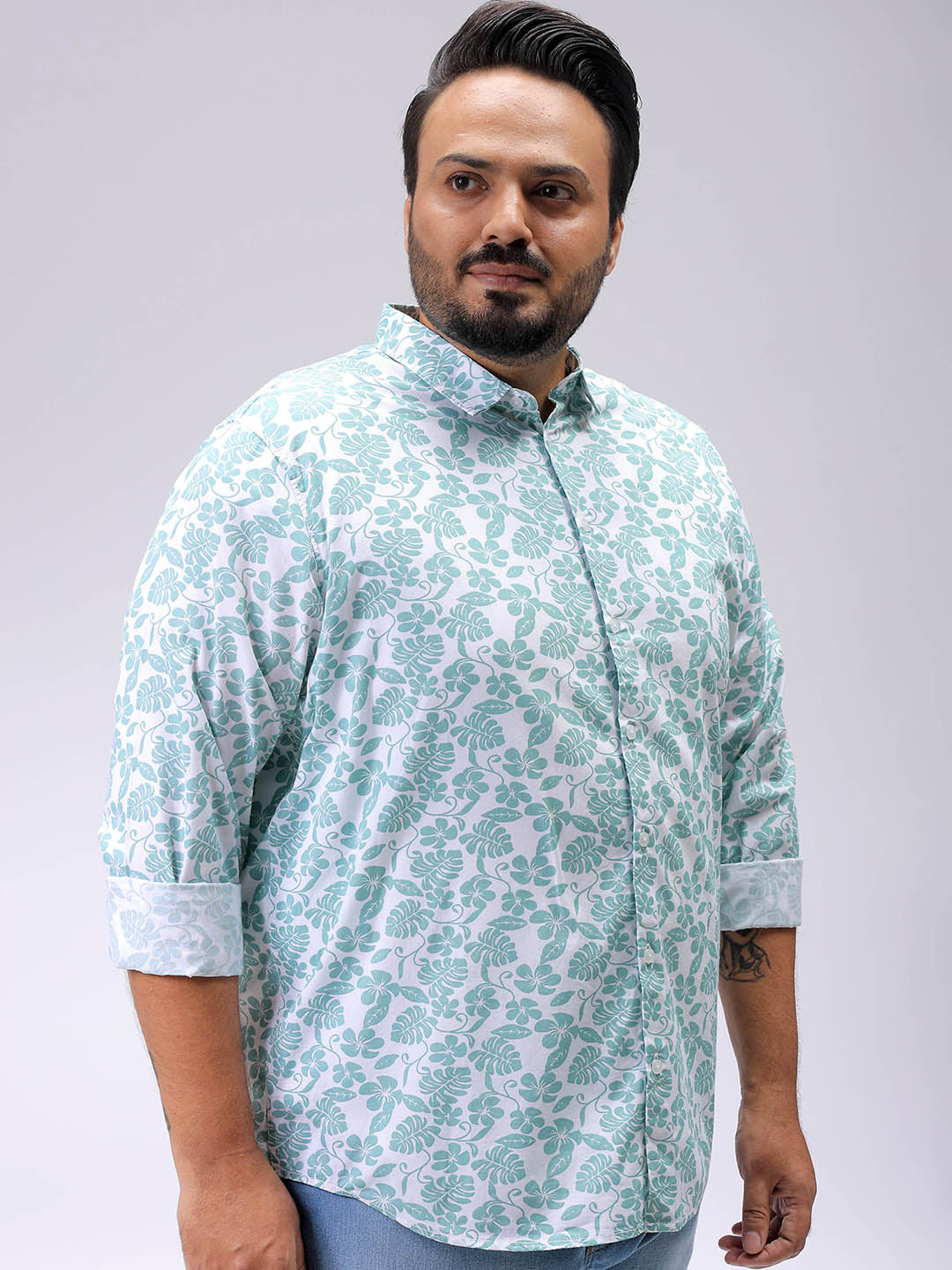 Men's Plus Size Floral Casual Shirt