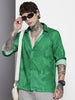 Men's Green Relaxed Fit Floral Printed Resort Wear Shirt