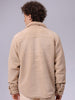 Men's Beige Regular Fit Solid Fleece Winter Shirt