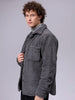 Men's Grey Regular Fit Solid Fleece Winter Shirt