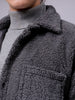 Men's Grey Regular Fit Solid Fleece Winter Shirt