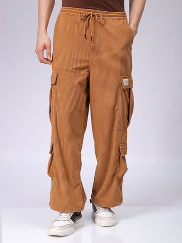 Men's Wide Leg Textured Cargo Jogger