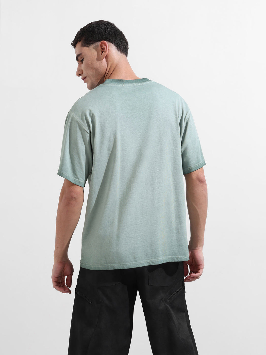 Men's Green Relaxed Fit Graphic Printed 240 GSM Street Wear T-Shirt